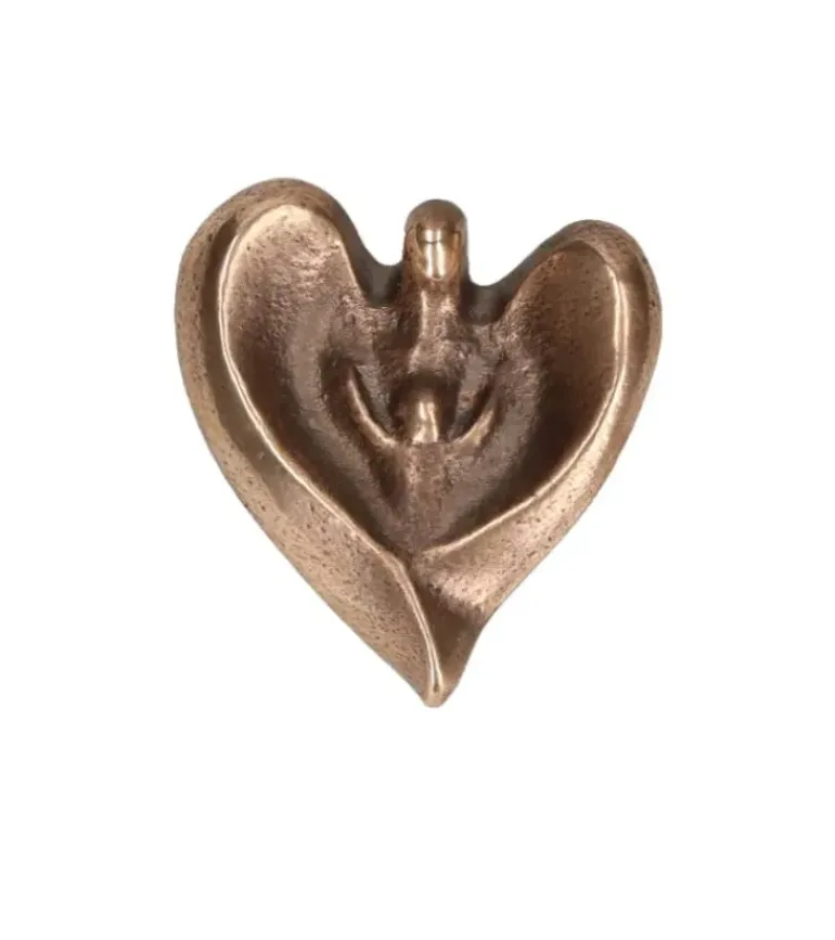 Bronze figur Hjerte Engel med barn i favn