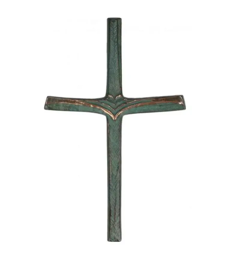 Bronzekors grøn patineret, 21 cm