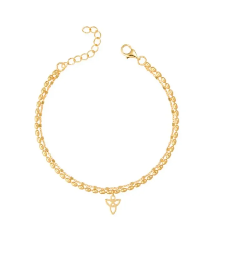 By Gabay, Skytsengel armbånd m. dobbeltkæde, guld, str M/L