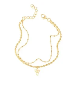 By Gabay, Skytsengel armbånd m. dobbeltkæde, guld, str M/L