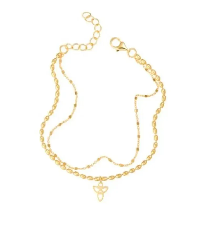 By Gabay, Skytsengel armbånd m. dobbeltkæde, guld, str M/L