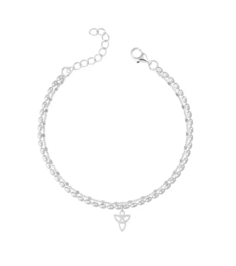 By Gabay, Skytsengel armbånd m. dobbeltkæde sølv, str M/L