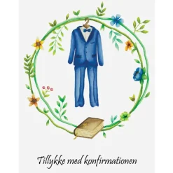Dobbeltkort, Konfirmationskort m jakkesæt m. kuvert, A6