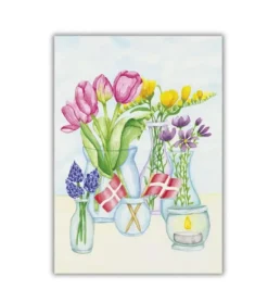 Dobbeltkort m. kuvert, Blomster i vaser, A6