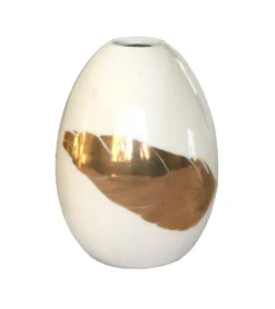 Æg-Vase med fjer af guld
