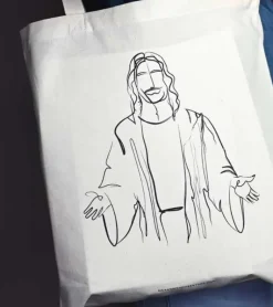 Hvid mulepose med Jesus