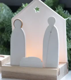 Julekrybbe Silhuet hvid og guld