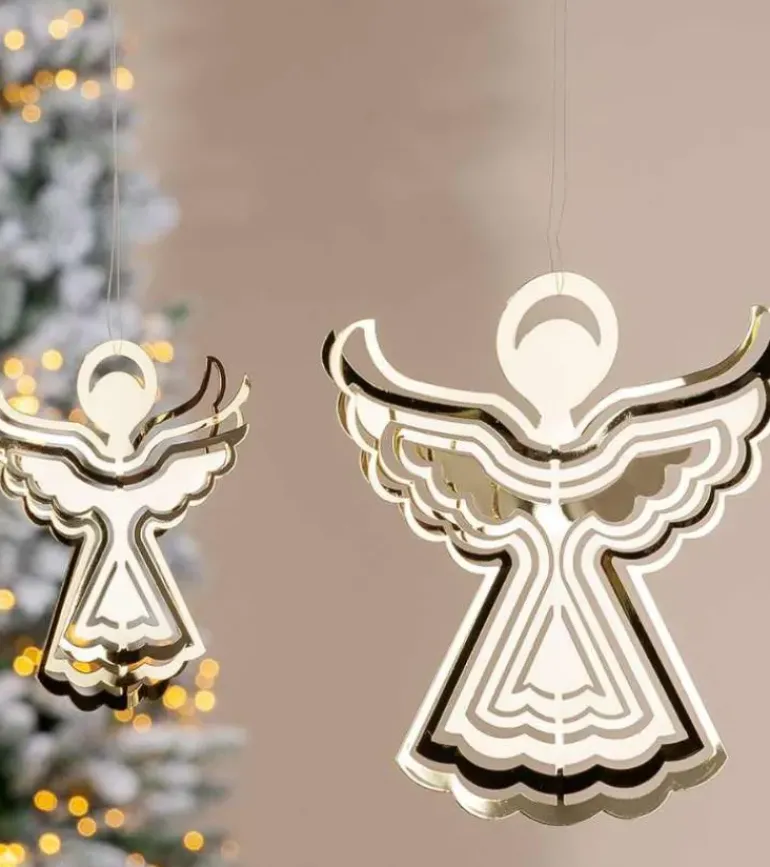JuleOphæng, Engel, 3D, guld, 12 cm