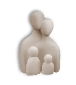 Keramikskulptur, Familie med 2 børn, Sand, Keramik