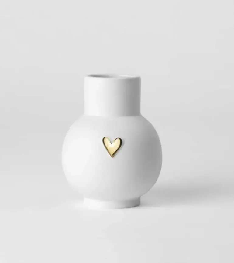 Kuglevase med Guld Hjerte, 13 cm
