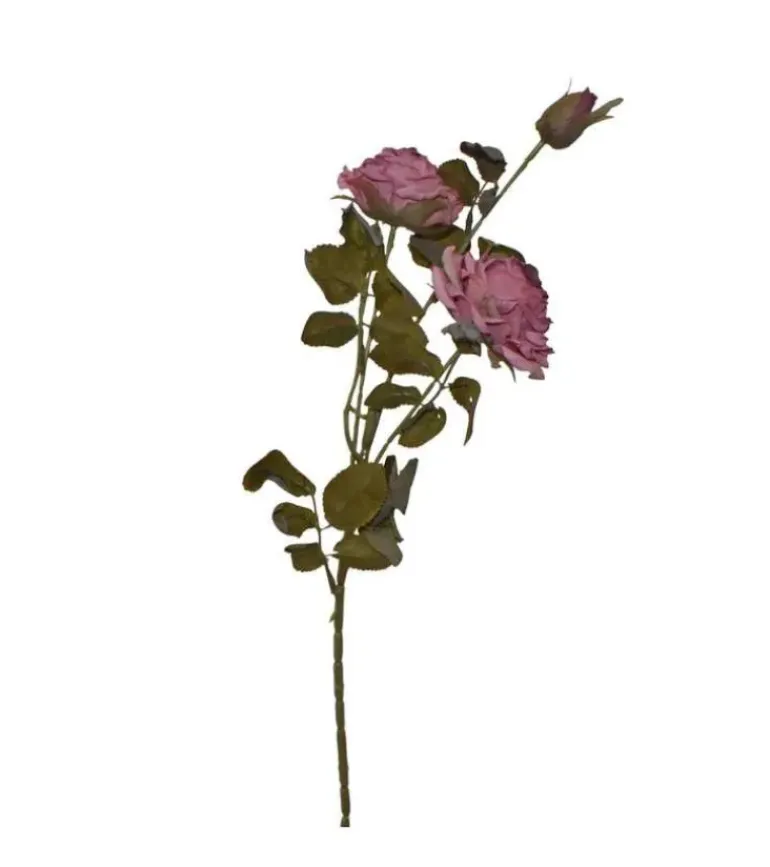 Kunstig blomst, 3 grene, 3 blomster, gammelrosa