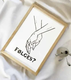 Linoleumstryk: Følges?, A4 Plakat, Sort