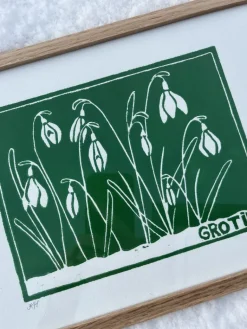 Linoleumstryk: Grotid, A4 Plakat, Grøn