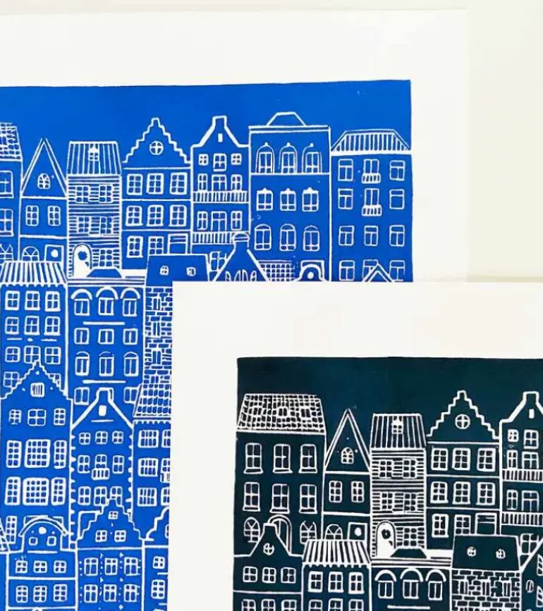 Linoleumstryk: I min faders hus er der mange boliger, A3 Plakat, Blå