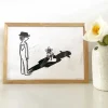 Linoleumstryk: Sorgblomst, A4 Plakat, Sort