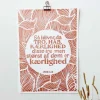 Linoleumstryk: Tro, Håb og Kærlighed, A3 Plakat, Okker