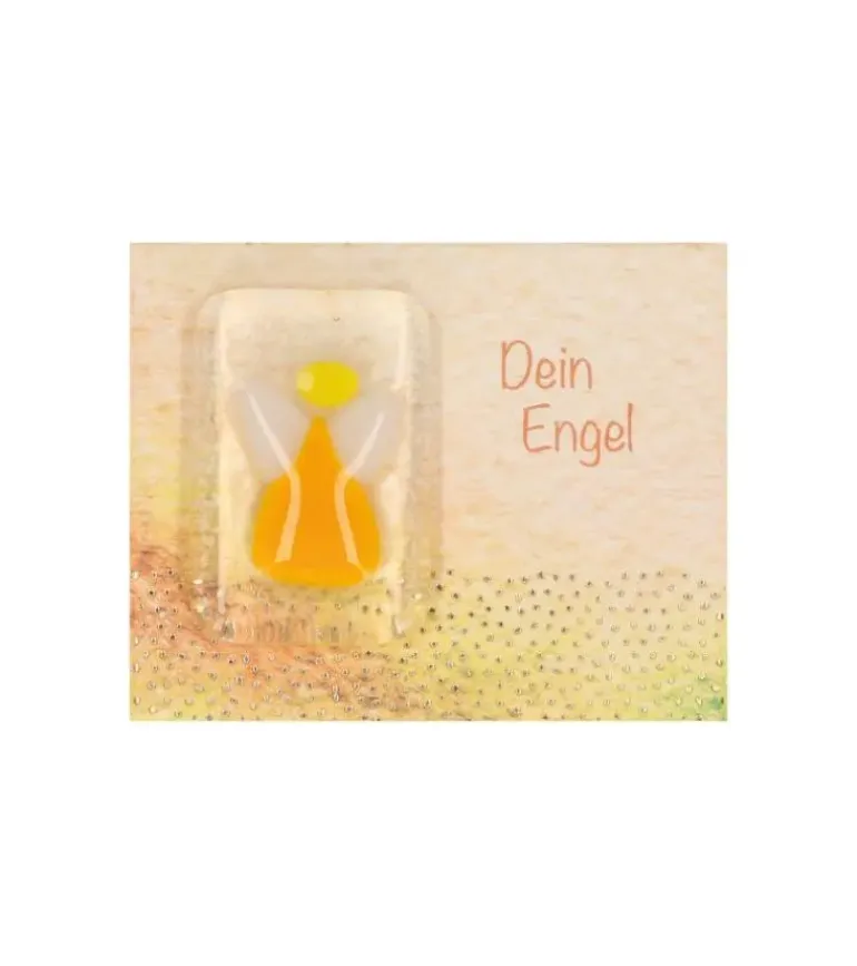 Lomme-kramme-engel i glas, Gul