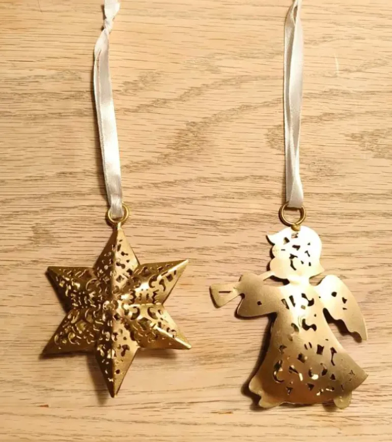 Ophæng, Engel guld med trompet, 8 cm