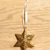 Ophæng, Stjerne guld med hulmønster, 8 cm