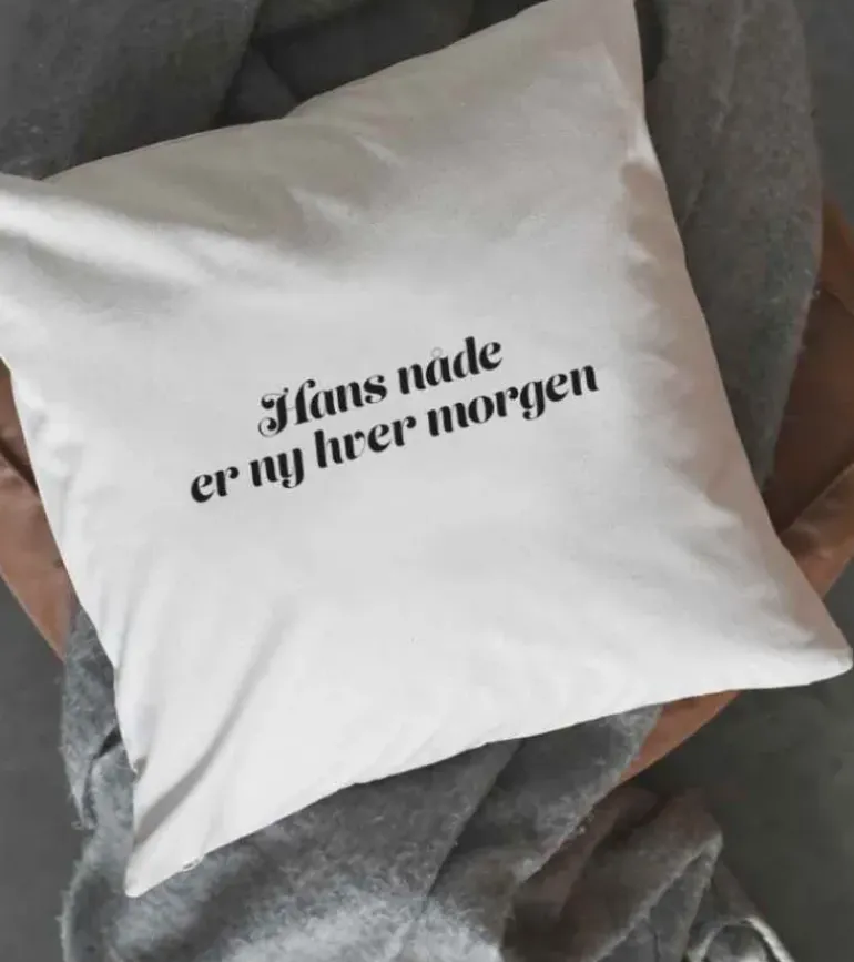 Pudebetræk: Hans nåde er ny hver morgen, 50 x 50 cm