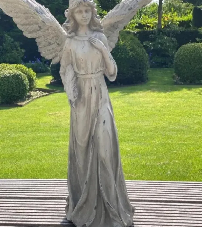 Skulptur Engel med fjerpen, 53 cm