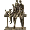 Skulptur Familie med et barn og hund