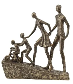 Skulptur Familie med to børn på bakke