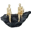 Skulptur: Familie på 3, Guld og sort