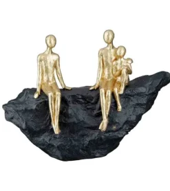 Skulptur: Familie på 3, Guld og sort