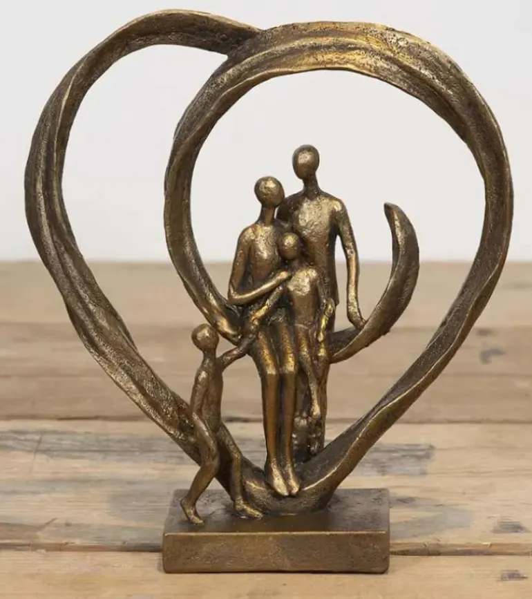Skulptur: Familie ved Hjertet, 26 cm