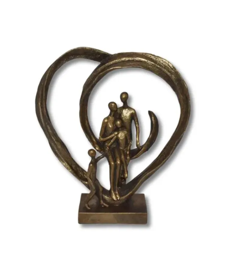Skulptur: Familie ved Hjertet, 26 cm