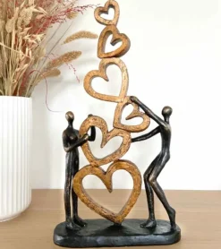 Skulptur: Vi bygger kærlighed, 6 hjerter, 42 cm