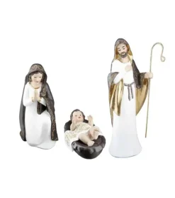 3-Sæt, Julekrybbe figurer, Cream og guld, 26 cm