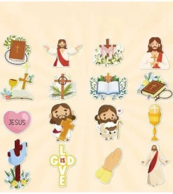 16 stk klistermærker med Jesus