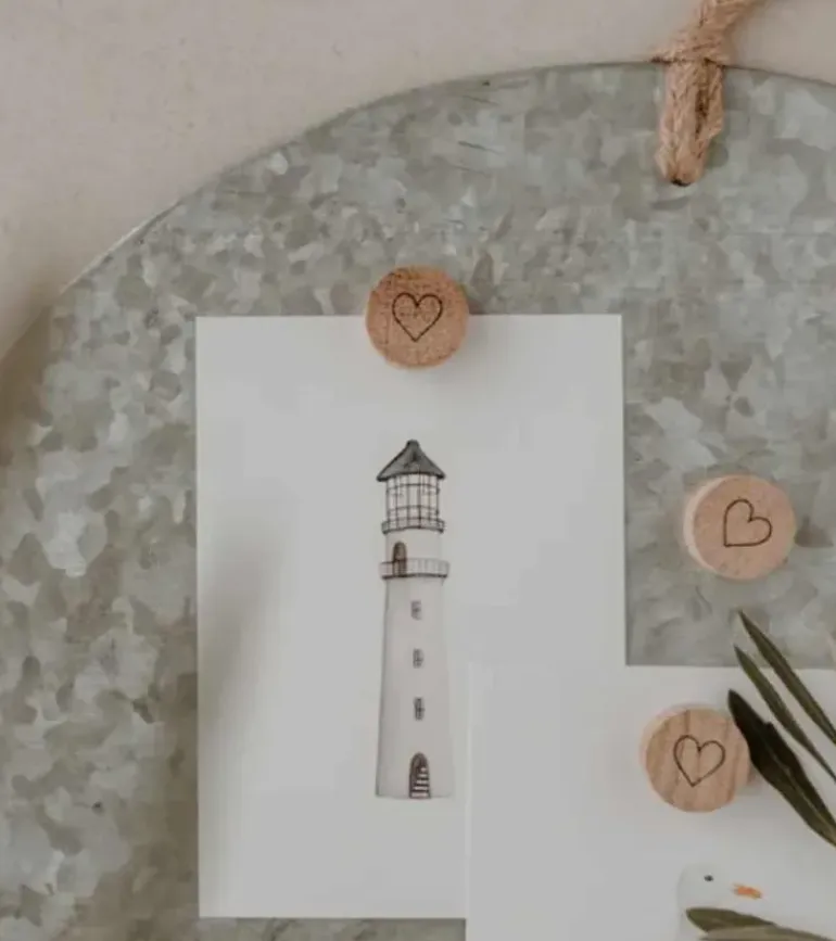 Træmagnet med hjerte, 3 pak
