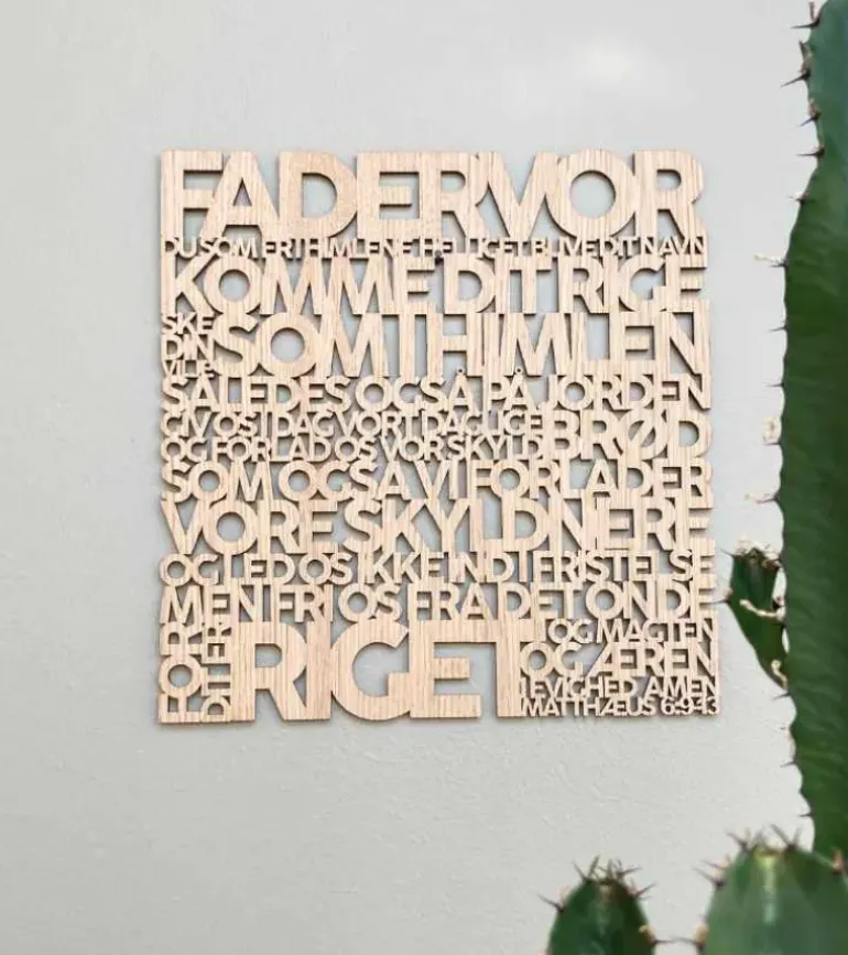 Træskilt, Bibelvers, Fadervor, EG, Stor