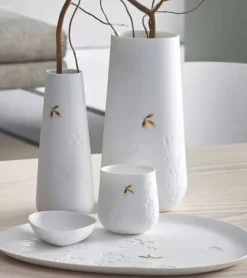 Vase med guldblad, 21 cm