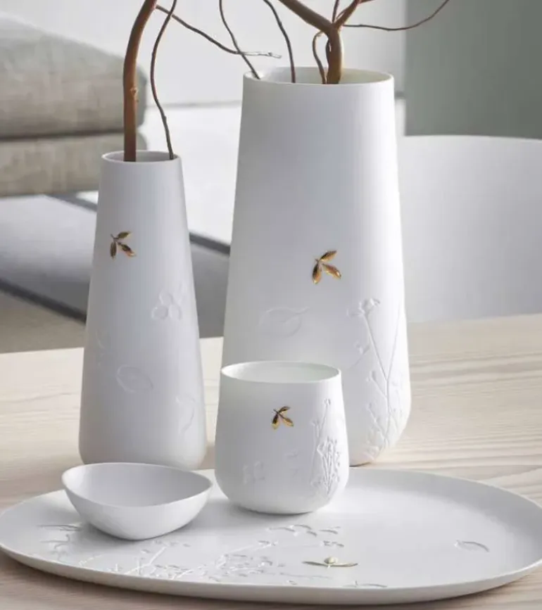 Vase med guldblad, 21 cm